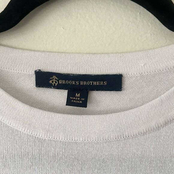 Brooks Brothers Womens Short Sleeve Wool Sweater T-Shirt M Ruffles White Black - Picture 3 of 5